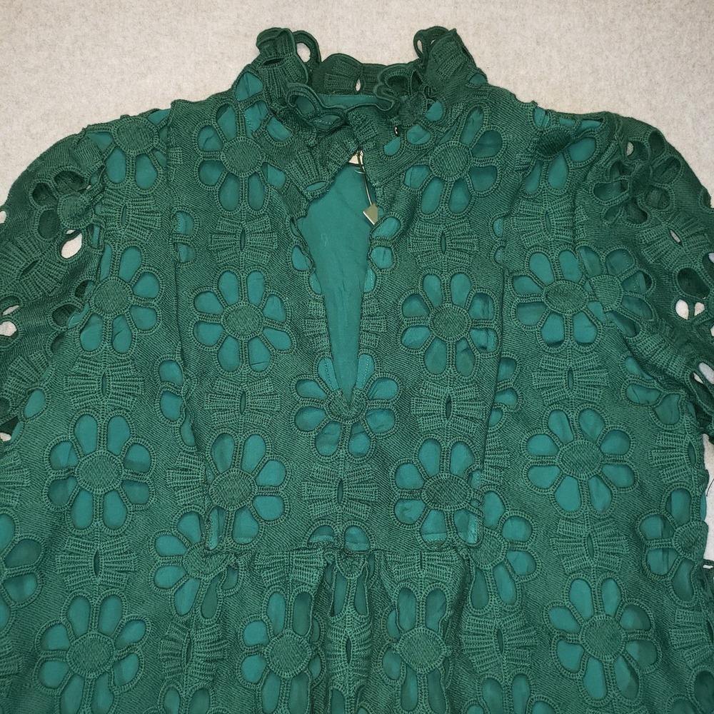 TUCKERNUCK Green Lace Palmerston Dress Size M Eyelet Ruffle Collar NWT - Picture 4 of 16